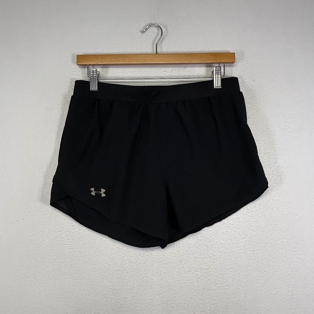 Sporty Under Armour Womens MD Black HeatGear Mesh‎ Panel Running Shorts